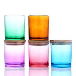 Wholesale empty luxury matte white black gradient color glass candle jar with lid