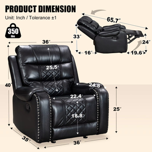 Sofá Reclinable de Cuero Extensible Moderno con Estructura de Madera para Sala de Estar, Cine en Casa y Relajación - Product Image 5