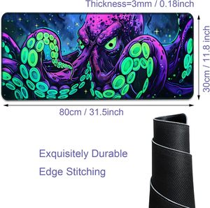Alfombrilla de Ratón para Juegos Blacklight Octopus, Alfombrilla de Escritorio con Tentáculos de Kraken Reactivos a los Rayos UV, Alfombrilla de Ratón Extendida con Brillo Neón para el Hogar, 31.<span class=keywords><strong>5</strong></span>" X 11.8" - Product Image 4