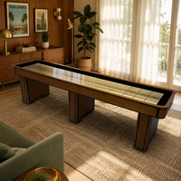 Table de shuffleboard avec cadre en verre trempé, table de jeu de luxe, surface de jeu en bois massif, logo personnalisé, taille personnalisée
