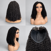 Perruques Lace Front en Cheveux Humains Super Double Drawn Sans Colle, Densité 250%, Boucles Pixie, Cheveux Brésiliens, pour Femmes Noires