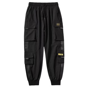 Men's Casual Hop Joggers Cargo <strong>Pants</strong> Mid Breathable Quick Dry 100% Polyester Fitness Style Straight Fabric Trousers Ribbons - Product Image 4