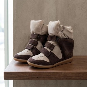High Quality Women's Master Quality Luxury Designer Suede Calfskin <b>Height</b> <b>Increasing</b> Short Flat Boots Elevator Ankle Boots <b>Shoes</b> - Product Image 1