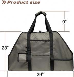 Free Sample Extra Durable Firewood Holder Handle Heavy Duty Wood Carrying <b>Bag</b> with Waxed Canvas <b>Log</b> Carrier Tote <b>Bag</b> - Product Image 3