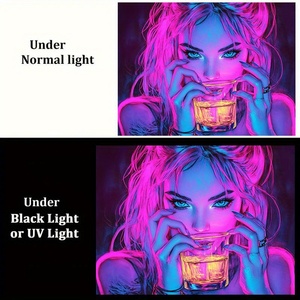 VIKAMA <span class=keywords><strong>Tapisserie</strong></span> Cyberpunk Neon Girl 100% Polyester Non-tissé Rose Bleu Contraste Décoration Murale Salon Chambre Salle de Jeu Bar - Product Image 5