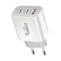 Bloc de chargeur mural USB C, chargeur 45W 3 ports Type C adaptateur secteur PD + chargeur multiport USB QC 3.0 pour iPhone 16/15
