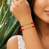 Pulsera Go2boho de Hilo Rojo Trenzado de Nailon con Cuentas de Bola Chapadas en Oro de 18K, Joyería de Moda Unisex para Regalo