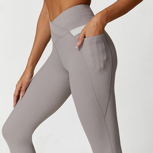 Leggings de sport à <span class=keywords><strong>dos</strong></span> contrasté, effet push-up, taille élastique extensible, <span class=keywords><strong>doux</strong></span>, 2 pièces, <span class=keywords><strong>pour</strong></span> femmes, ensemble de <span class=keywords><strong>yoga</strong></span> <span class=keywords><strong>pour</strong></span> la salle de sport - Product Image 5