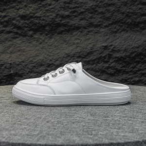 Chaussures plates à enfiler pour femmes, été 2026, en cuir véritable, respirantes, légères, à talon ouvert, baskets blanches - Product Image 2