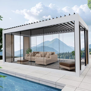 3x3/3x4/6x3/6x4 puerta de cristal a prueba de viento lujo jardín exterior persianas <span class=keywords><strong>Solarium</strong></span> pérgola Solar con Panel Solar para Europa - Product Image 2