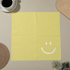 Hanlin Smile Face Paper Napkins 330mm Yellow Disposable Printed For Wedding Birthday - Product Image 3