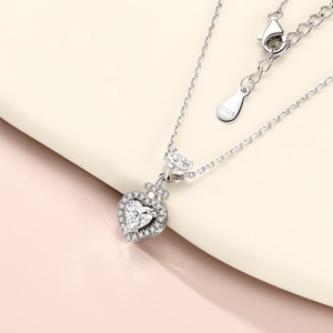 Collar con Colgante en Forma de Corazón de Plata de Ley 925, Chapado en Rodio, con Circonita, Joyería Moderna para Mujer, Fiesta de Compromiso - Product Image 4