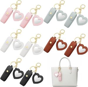 Llavero Porta Lápiz Labial con Logotipo Personalizado, Estuche Portátil de Cuero PU con Espejo, Estuche de Almacenamiento para Bálsamo Labial Suave, Bolsa para Lápiz Labial - Product Image 1