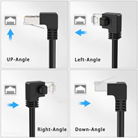 Cable Ethernet RJ45 en Ángulo Recto de 90 Grados Ufriend, Cat6/Cat5e, Alta Velocidad 10Gbps, LAN, Cobre Trenzado, Negro, Longitud Personalizada