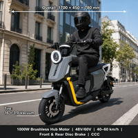 Moped électrique à frein à disque |   Scooter homologué pour la route avec phare LED lumineux et siège confortable