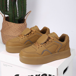 Baskets plateforme blanches pour hommes, bout rond, lacets, tige synthétique, semelle extérieure en caoutchouc, chaussures de marche confortables, taille 46 47 - Product Image 3