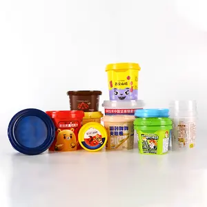 Runder Eimer für Candy Cookie Schokoladen eimer Hersteller PP IML 1L Lebensmittel qualität Bunter billiger Kunststoff mit Deckel mit Griff
