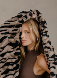 Selimut lempar palsu Kelinci bulu palsu spandeks Ruched seri hewan lembut lapisan dua sisi mewah untuk musim dingin - Product Image 5