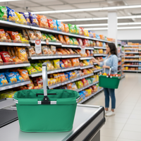 Zomerse eco-vriendelijke, populaire opvouwbare fruit- en boodschappenmanden & opbergmanden van opvouwbaar textiel voor supermarkten