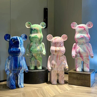 Dessin animé moderne résine fibre de verre Bearbrick 1000% BearBrick Statue en fibre de verre Statue sombre ours brique