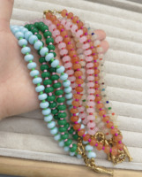 Collier Zooying en acier inoxydable avec fermoir marin, perles multicolores en verre arc-en-ciel et jade, avec breloque DIY