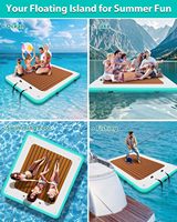 Plateforme flottante gonflable en Drop Stitch pour piscine, pêche en mer et divertissement aquatique avec échelle Verda VD-FD-014 Couleur Bois