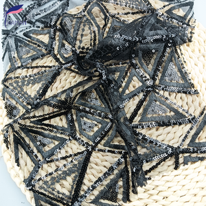 100% p רשת שחורה בד קורן עם תבניות יפות עבור בגדי נשים, חצאיות ואירועים מיוחדים - Product Image 4