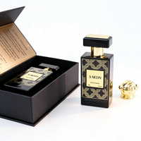 Vente en gros d'usine : Flacons de parfum tendance en verre transparent noir floqué, 30ML 50ML, flacons carrés vides avec boîte cadeau, OEM ODM