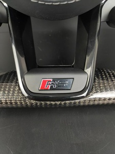 Cuero de Fibra de Carbono para Volante, Botón de Encendido/Apagado, Selector de Conducción para <span class=keywords><strong>Audi</strong></span> A3/A4/A6 RS/S/A Series, Completamente Perforado - Product Image 3