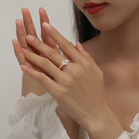 Bague en argent sterling 925 plaqué or rose, bague en forme de cœur, fabricant de bijoux en moissanite sur mesure pour femmes
