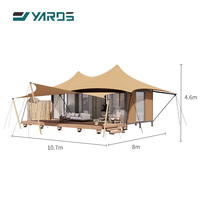 Tente de camping de luxe haut de gamme résistante au vent de niveau 10 pour l'extérieur, idéale pour les hôtels tropicaux, les resorts et le glamping, avec salle de bain – En promotion