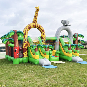 Castillo inflable comercial para niños, con tobogán, para fiestas de cumpleaños en el patio trasero, tipo jungla, para exteriores. - Product Image 4