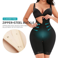 Shorty gainant taille haute pour femme avec fermeture éclair frontale, compression abdominale post-partum, rehaussement des hanches, modelant et sculptant le corps