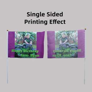 Drapeau personnalisé, mini-drapeaux portables à agiter à la main avec mât en bois, simple face, Bagetu - Product Image 2