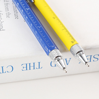 Stylo à bille multifonctionnel 6 en 1 avec règle niveau croix tournevis à tête plate écran tactile stylo multi-outils de poche