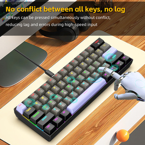 Venta al por mayor en stock ergonómico con cable 61 teclas retroiluminación Led Tpye-C 60 por ciento 60% ordenador Mini Teclado mecánico para juegos - Product Image 6