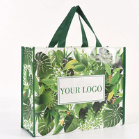 Bolsa de compras tejida reutilizable para supermercado, bolsa de compras reutilizable laminada con logotipo personalizado, Eco, PP, reciclada