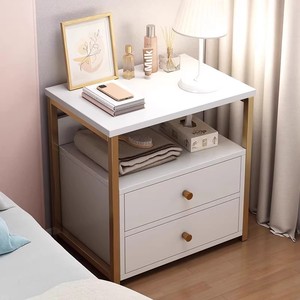 Mobilier de chambre nordique-Table de <span class=keywords><strong>chevet</strong></span> en <span class=keywords><strong>cube</strong></span> blanc en bois avec 2 tiroirs - Product Image 1