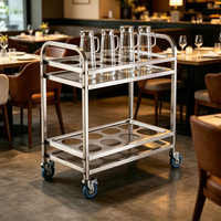 Chariot de transport en acier inoxydable pour bouteilles d'eau et assaisonnements de cuisine commerciale pour hôtels