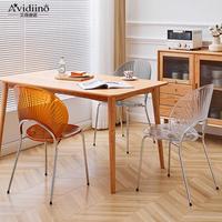Chaise de salle à manger en acrylique transparent, Design scandinave moderne, siège en plastique, pieds en métal, italien