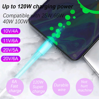 Cable de Carga Rápida USB a Tipo C de 1M 1.5M 2M 120W 6A TPE para Teléfonos Android Samsung Xiaomi al por Mayor