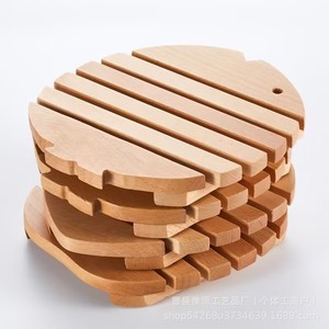 Alfombrilla aislante del calor con forma de pez de madera maciza para mesa, almohadilla para olla y cuenco antiescaldante, diseño irregular grabado con la marca Onlcook - Product Image 4