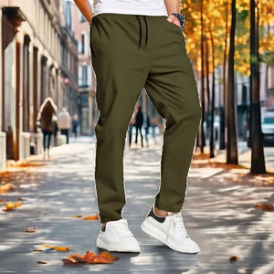 2026 Autumn Regular Fit Casual Pants Popular Sale Solid Color Men <b>Trousers</b> Mid Waist Worsted - Product Image 2