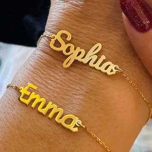 Bracciale Personalizzato in Argento Sterling Placcato Oro Fatto a Mano, Gioielli alla Moda per Uomo e Donna - Product Image 1