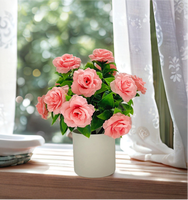 SPR Fleurs artificielles mixtes en plastique, petites plantes en pot modernes pour le bureau, ornements, mini plantes vertes décoratives, Saint-Valentin