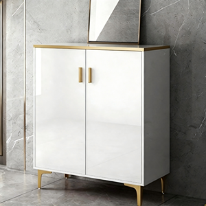 Étagère à <span class=keywords><strong>chaussures</strong></span> de grande capacité à rayures dorées de luxe personnalisée, salon moderne, panneau en bois blanc, armoires à <span class=keywords><strong>chaussures</strong></span> d'entrée - Product Image 3
