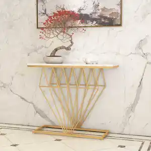 Table de porche dorée nordique moderne, de luxe, moderne, en marbre, avec plancher mural, meuble d'extérieur