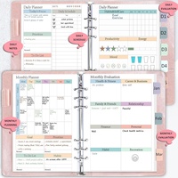 Pages de Rechange pour Agenda A5 – Inserts Quotidiens, Hebdomadaires et Mensuels pour Classeur à 6 Anneaux – Recharges de Planners Non Datés – Papier de Rechange pour Liste de Tâches