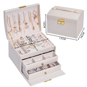 luxury leather pu full set jewelry storage case packaging box jewelry box organizer for Bracelets lipstick earrings necklaces