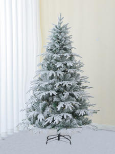 Árbol de Navidad Artificial Preiluminado con Nieve, de 1.2 a 2.4 Metros, con Base Metálica, Luces LED Cálidas Blancas, Diseño Plegable para Interiores - Product Image 3